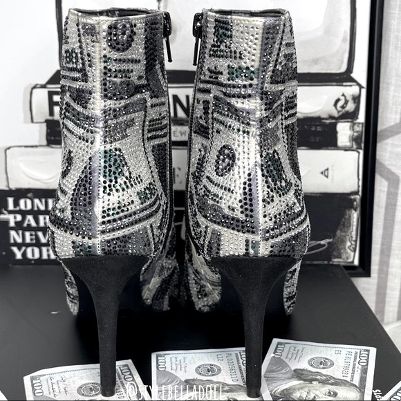 🆕 All About The Benjamins Money 💴 Bling Rhinestone Booties Boots - Picture 8 of 17